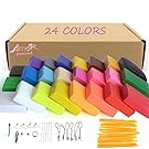 Amor 24 Colors Polymer Clay Modeling Magic Clay Safety Soft Oven Baking DIY Clay Set with Tools
