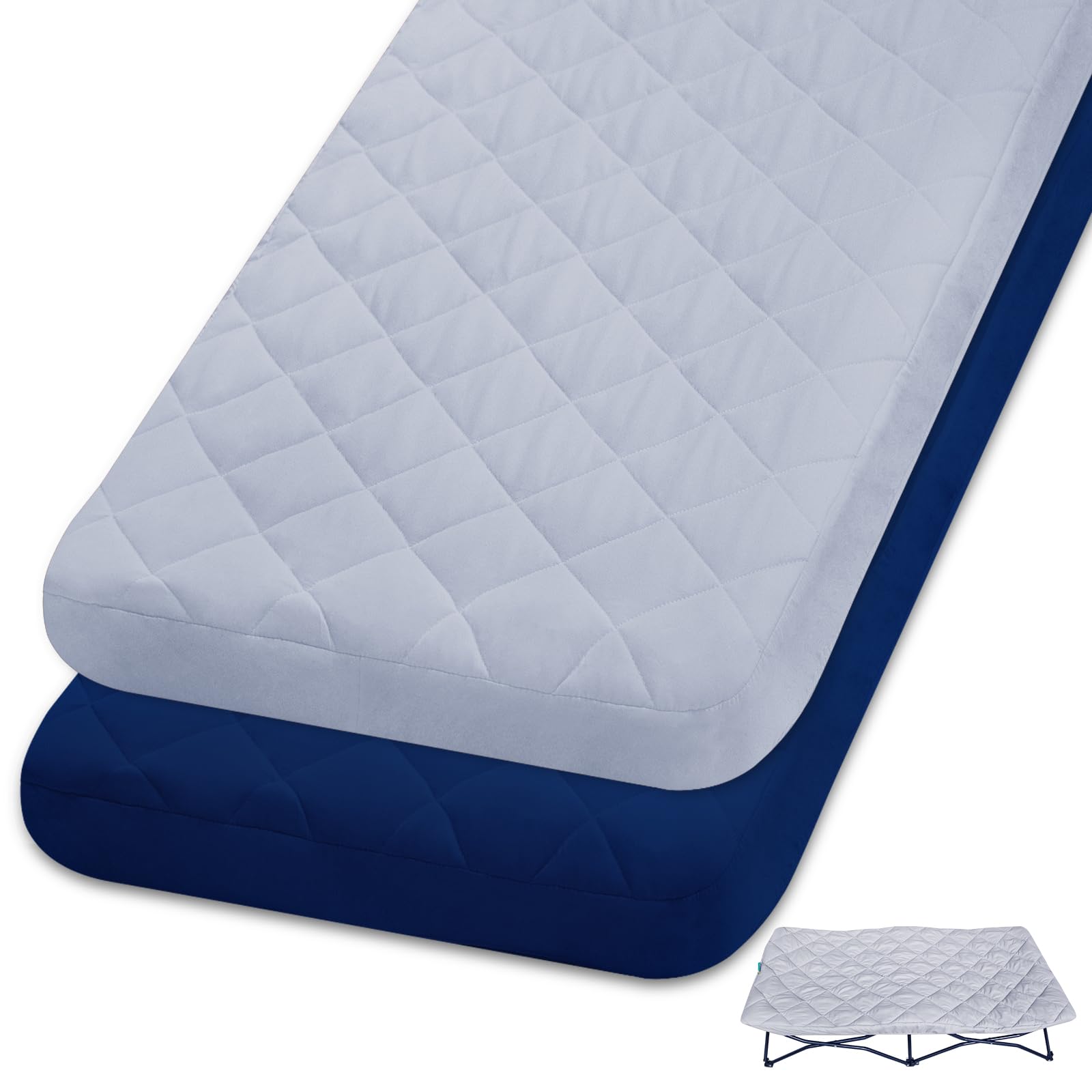 Photo 1 of 2 Pack Sheet for Regalo My Cot Portable Toddler Bed, Joovy Travel Cot (Sheet Only, Bed Not Included), Soft Child Travel Padded Cover