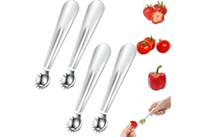 4PCS Tomato Corer: High Capacity Stainless Steel Fruit Huller Tool — Stem Remover for Strawberry Cherry Tomatoes Jalapeno Pep