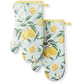 Martha Stewart Lemon Whimsy Oven Mitt 2-Pack Set, Yellow, 7"x13"