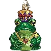 Old World Christmas Frog King Glass Blown Ornament for Christmas Tree, Handcrafted Holiday Decoration, Wildlife Animal Collection