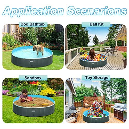 Foldable Dog Pool Portable Hard Plastic Kiddie Pool with Pool Cover