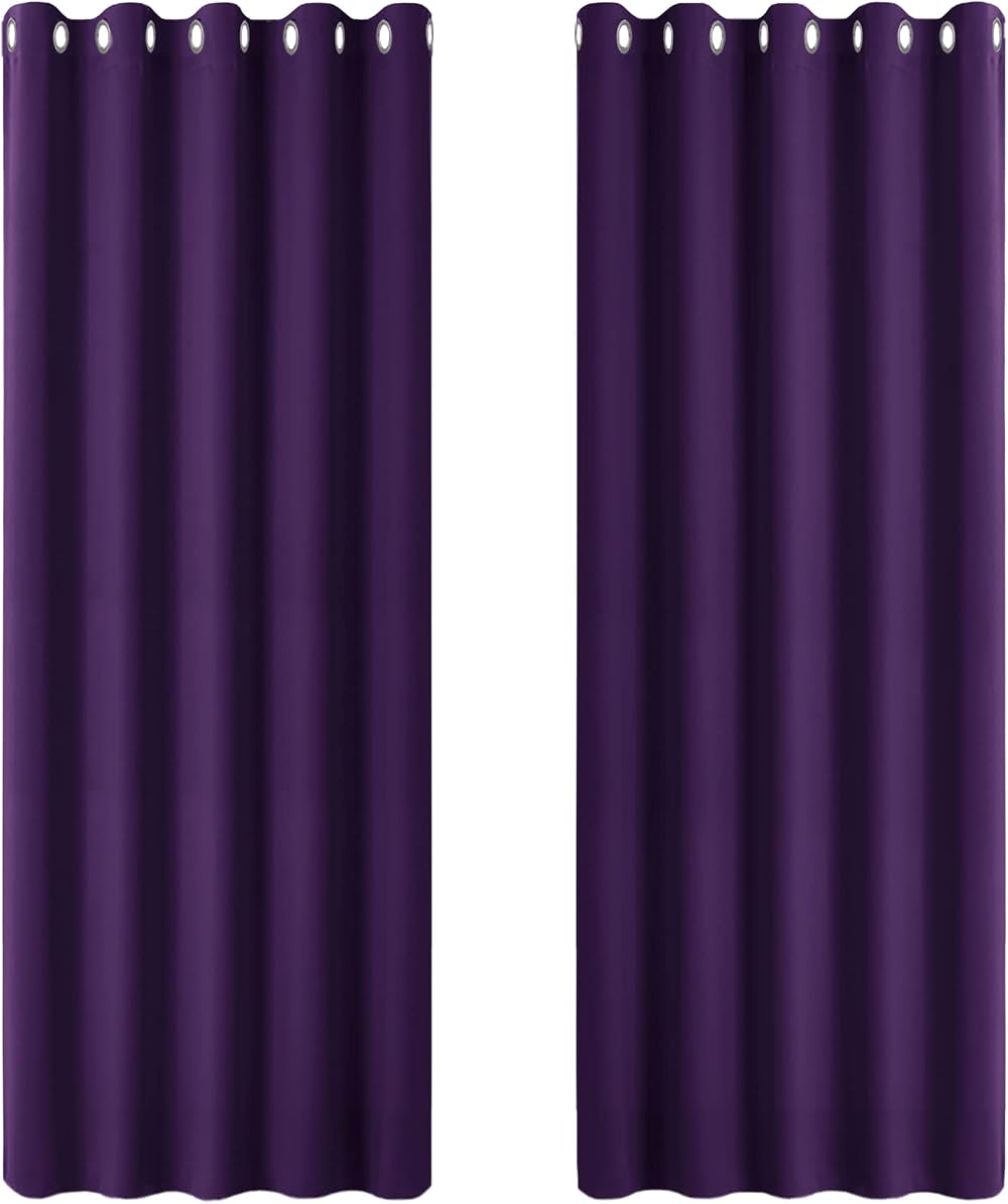 PONY DANCE Purple Blackout Thermal Curtains 66x72 Eyelet 2 Panels