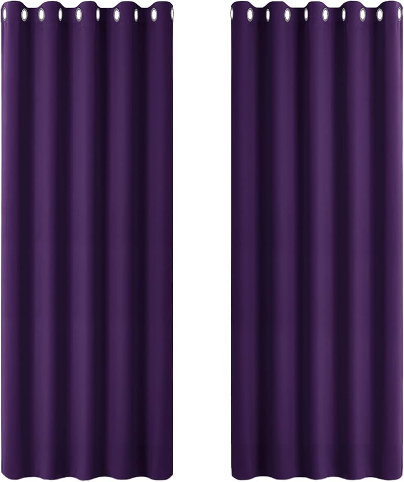 PONY DANCE Purple Blackout Thermal Curtains 66x72 Eyelet 2 Panels