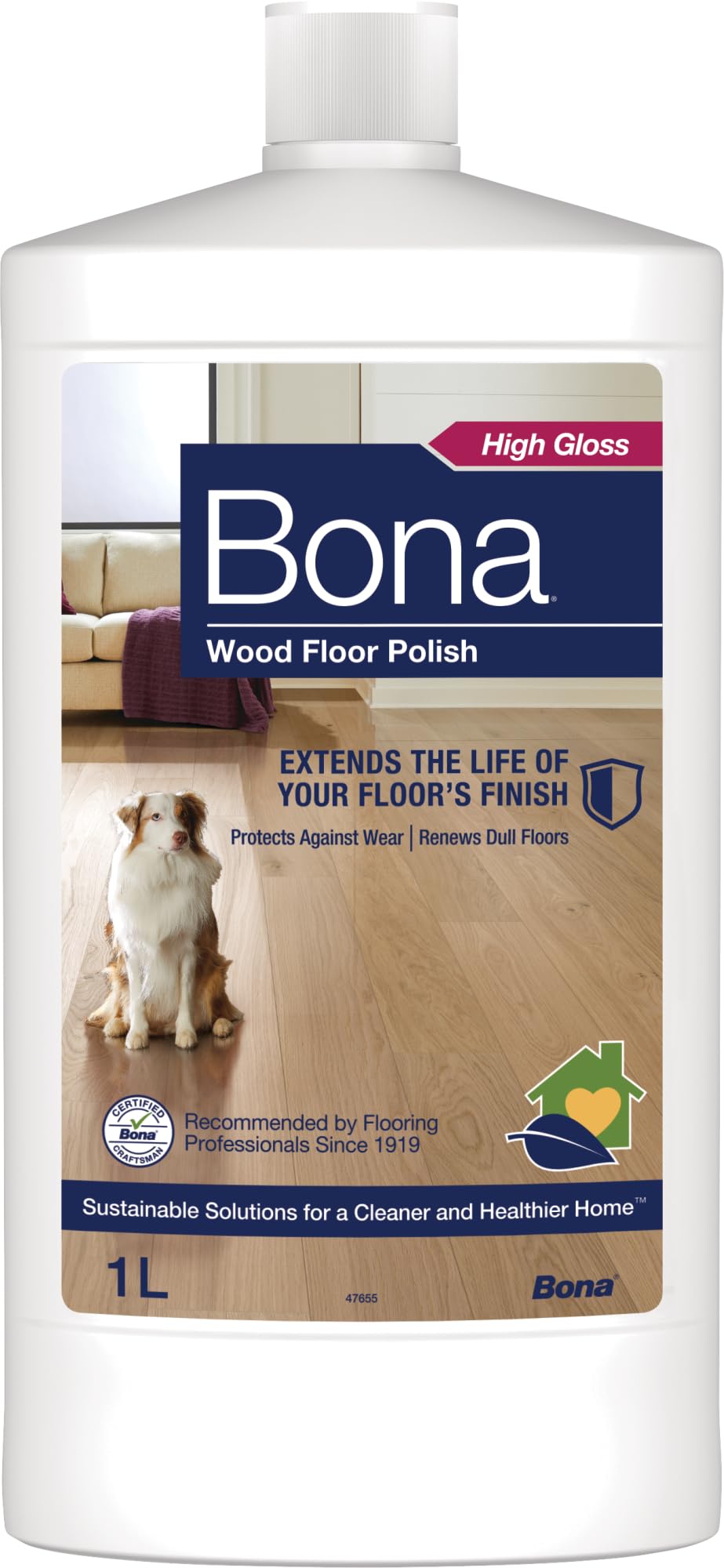 Bona Wood Floor Polish - Protect & Maintain - Gloss Finish - 1 Litre