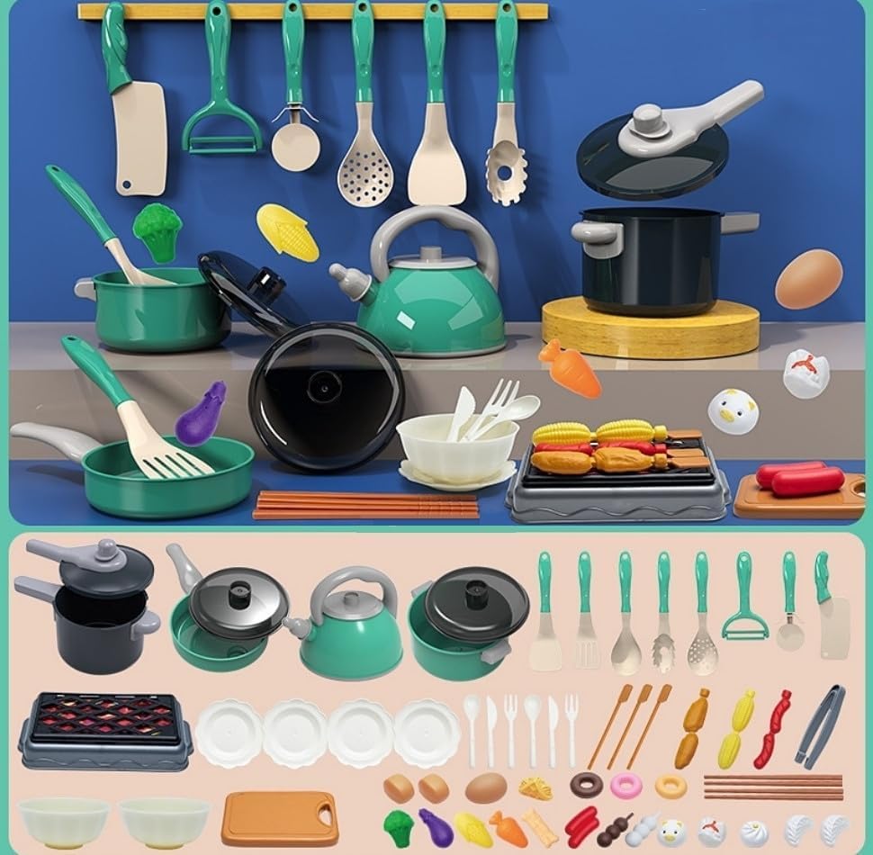 Photo 1 of **Very small pieces not for young children***iKumar 61-Piece Kids Play Food Kitchen Set, Pretend Cooking Toys with Pots, Pans, Utensils, Montessori Learning Gift for Toddlers***Very small pieces not for young children***