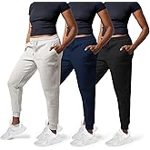 Common Stitch 3 Pack Sweatpants Women - Womens Sweatpants with Pockets, Fleece Womens Joggers, Yoga Pants (Available in Plus)