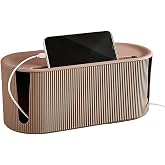Cable Management Box,Desk Cord Organizer with Groove Cover,Plastic Cord Hider Box,Large Cable Box Organizer,Power Socket Management for TV/Computer/Router/Games Console Cable Storage (Milk Tea)