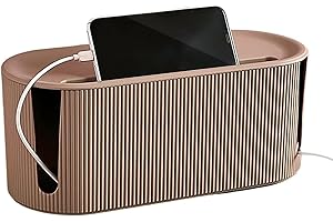 YWHWXB Cable Management Box,Desk Cord Organizer with Groove Cover,Plastic Cord Hider Box,Large Cable Box Organizer,Power Socket Management for TV/Computer/Router/Games Console Cable Storage (Milk Tea)