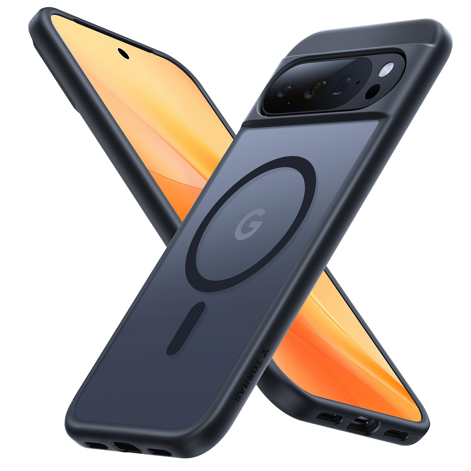 Photo 1 of TORRAS Magnetic Shockproof for Google Pixel 10 Pro XL Case, Strong Magnet fit for Mag Safe, 12FT Mil-Grade Protection, Slim Translucent Matte Case for Pixel 10 Pro XL with Multi-Color Buttons, Black