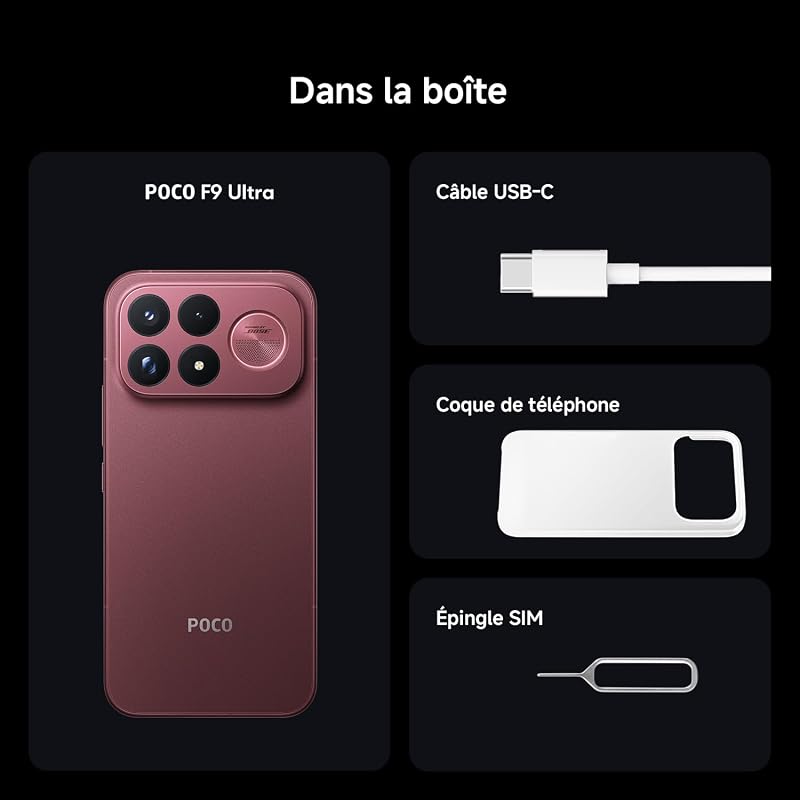 POCO F9 Ultra, Smartphone 12+256 Go, Rouge, Batterie 8050 mAh, Charge 100 W