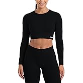 AUROLA Serpent Snake Long Sleeve Shirts for Women, Seamless Workout Crop Tops Crew Neck Cropped T Shirt Athletic Yoga