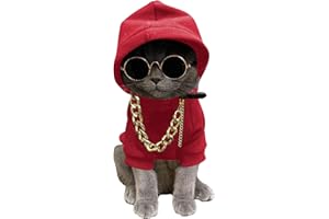QWINEE 3Pcs Dog Hoodie Cat Apparel Dog Custume Set with Necklace and Sunglasses Pet Clothes for Puppy Small Medium Dogs Cats Red M
