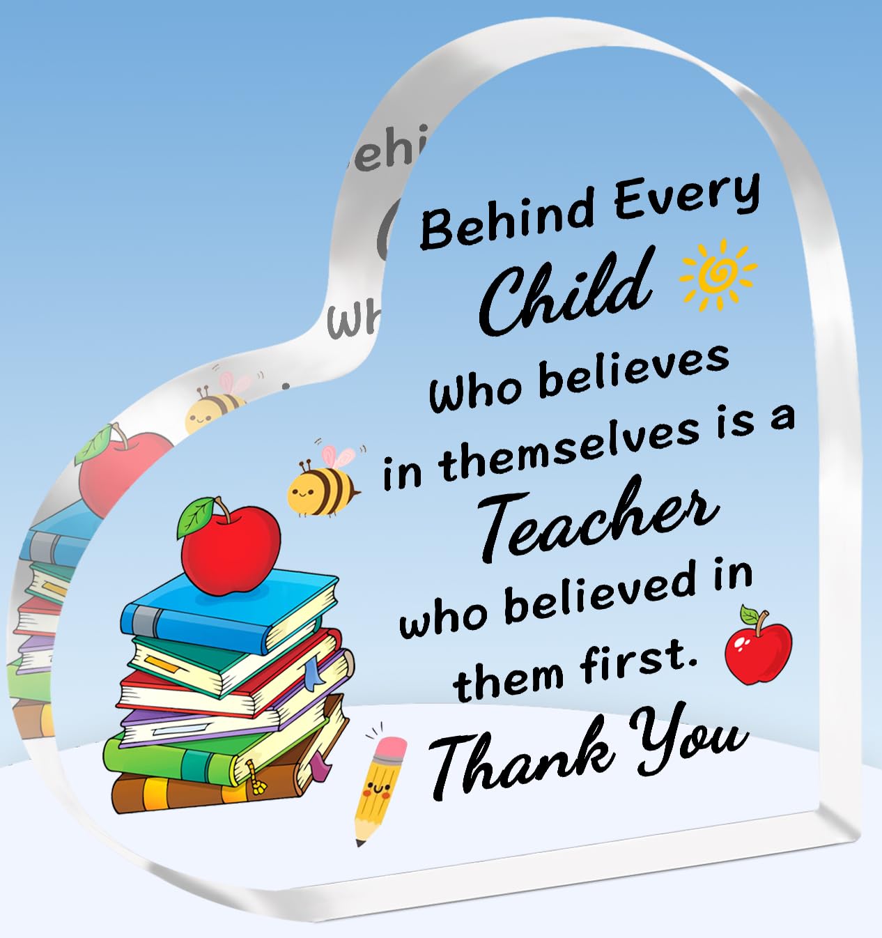 TTOVEN Teacher Appreciation Plaque, Heart-Shaped Acrylic, Small to Medium, Wall Mount or Tabletop