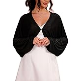 GORAIS Women Bolero Shrug Black Long Sleeve Evening Jacket Open Front Prom Cardigan for Dresses
