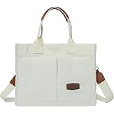 Huwzder Women Canvas Tote Bag With Pockets Crossbody Bags Casual Hobo Messenger Bag Shoulder Bag Handbag for Women