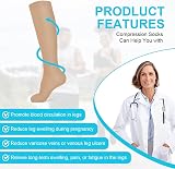 ACWOO Compression Socks for Women Men 2 Pairs Graduated Support Beiges Black view 8