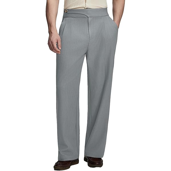 Susclude Mens Baggy Dress Pants Old Money Pleated Wide Leg