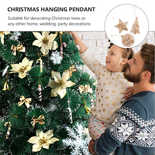 Toddmomy Kerstversiering Set Kerstster Bloemen Strik Zuurstok Houten Uitsparingen Sneeuwvlok Klokken Ornamenten Voor Kerstboom Krans Decor 123 Stuks - Afbeelding 3