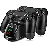 TNP PS4 Controller Charging Station Dock Stand PS-4 Dualshock Control Gamepad USB Port Dual Charger Cradle Base with Cable & LED Indicator for Sony Pro Slim Wireless Gaming Game (Black)