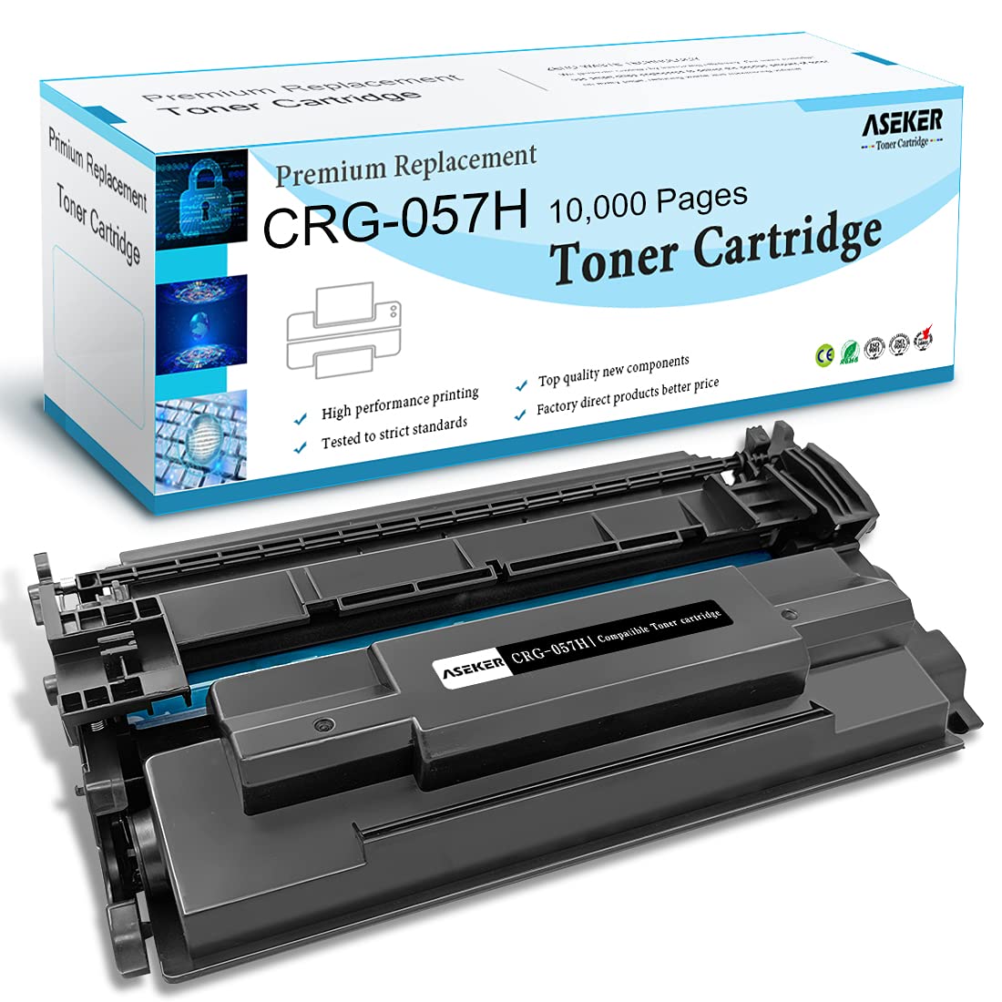 ASEKER Compatible Toner Cartridge 057H CRG-057H High Capacity 10000 Pages for Canon i-SENSYS MF451DW MF452DW MF453DW MF455D MF449dw MF448dw MF443dw MF445dw LBP223dw LBP226dw MF440 LBP220 ( Black )