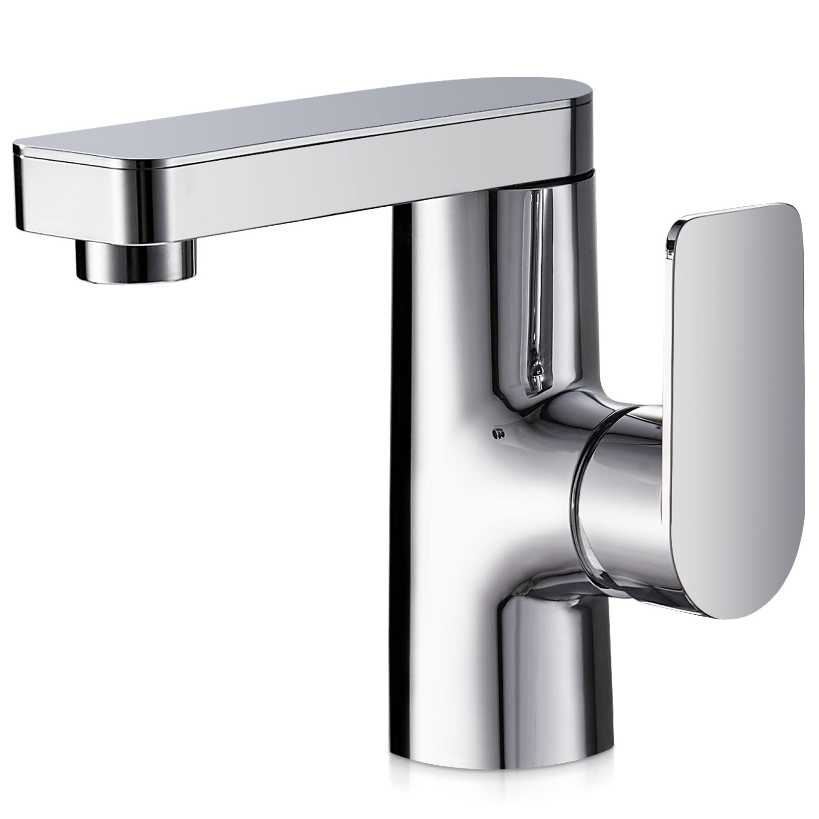 Cobbe Bathroom Tap, Polished Chrome, 360° Rotatable, Space-Saving Faucet for Cold and Hot Water, Deck Mount