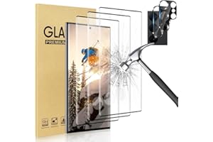 AFSKU [3+2 Pack] Galaxy S22 Ultra 5G Screen Protector and Camera Lens Protector, HD Clear Tempered Glass, Fingerprint Support,3D Full Coverage 9H Hardness, Scratch Resistant , For Samsung Galaxy S22 Ultra 5G (6.8 Inch)