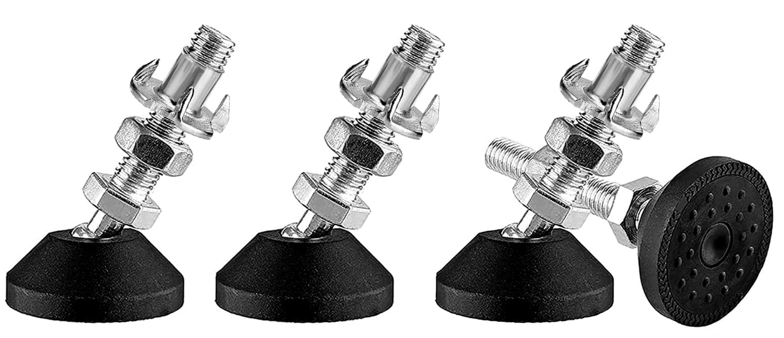 DQZE Set of 4 Adjustable Feet M8 x 50 mm, Adjustable Feet with Rubber Foot Part, Adjusting Screw Adjustment Plate Can 450 kg, 30° Tilt Adjustment, Adjustable Foot M8 for Table Legs, Chair Legs,
