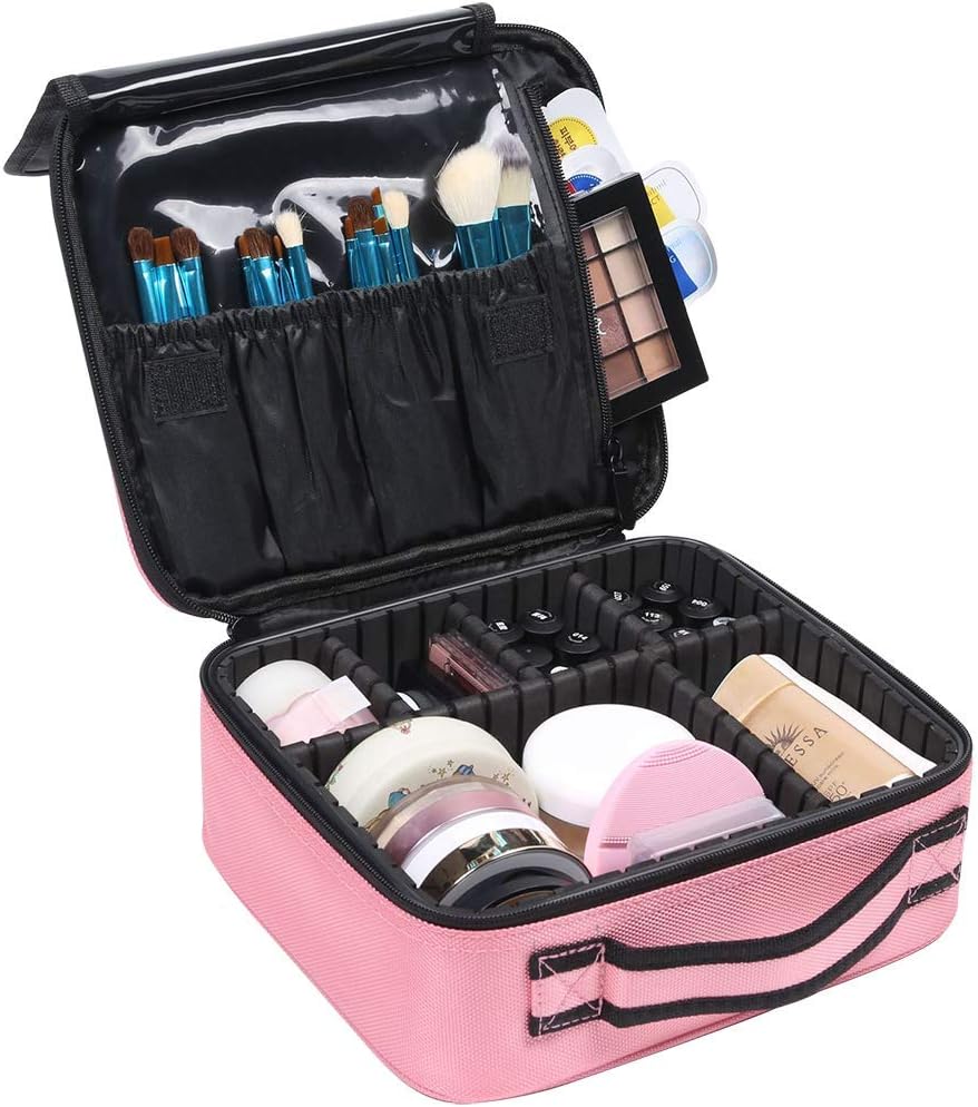 HOSEN Travel MakeUp Bag Organizer Makeup Train Case PINK