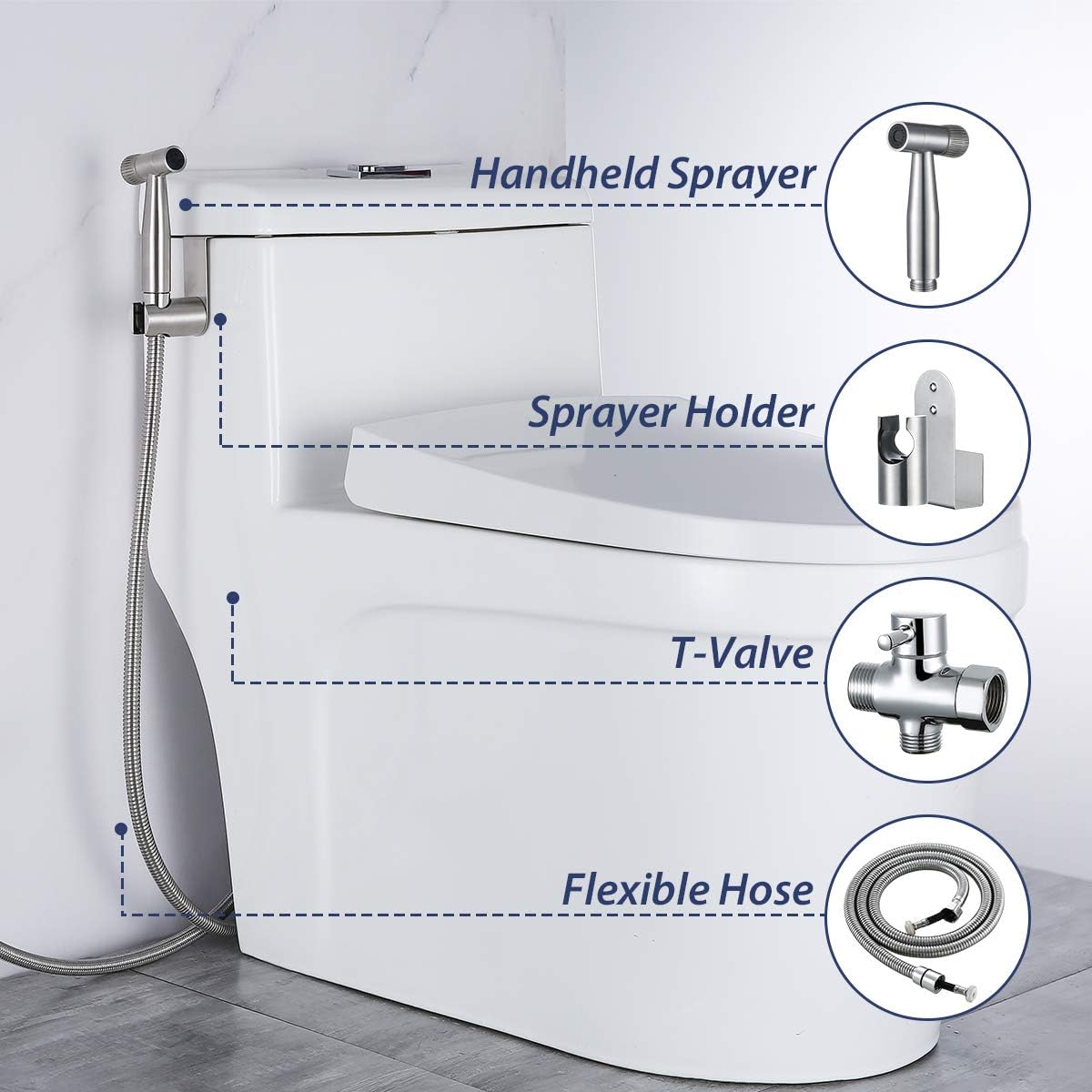 Keonjinn Handheld Bidet Sprayer for Toilet, Baby Cloth Diaper Sprayer with Superior Pressure Control Knob, Bathroom Water Bidet Sprayer Kit, Stainless Steel Bidet Toilet Attachment - - 