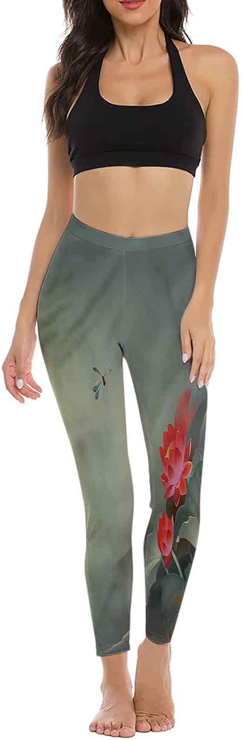 Amazon.com: prunushome Dragonfly Scrunch Butt Leggings, Minimalist Foliage Herbs Sports Leggings 