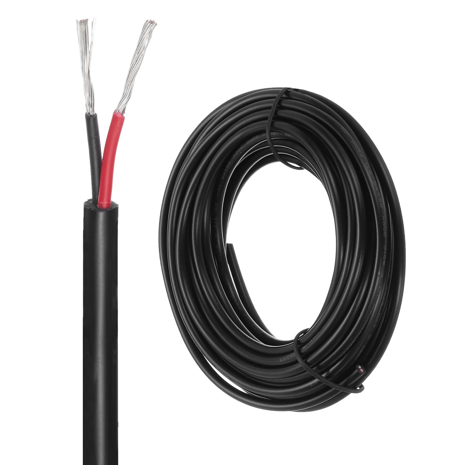 DMiotech 22 Gauge Wire Electrical Wire 2 Conductor, 22 AWG Extension Cable Cord 25 Ft/7.6 m UL2464 300V Stranded Tinned Copper Wire for LED Lighting Automotive