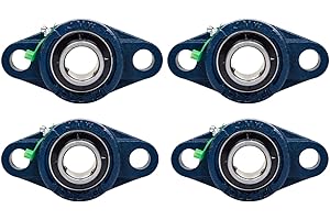 Jeremywell UCFL204-12 Pillow Block Bearing (4 Pack), 3/4 inch Bore, 2-Bolt Flange Mounted, Solid Base, Self-Alignment
