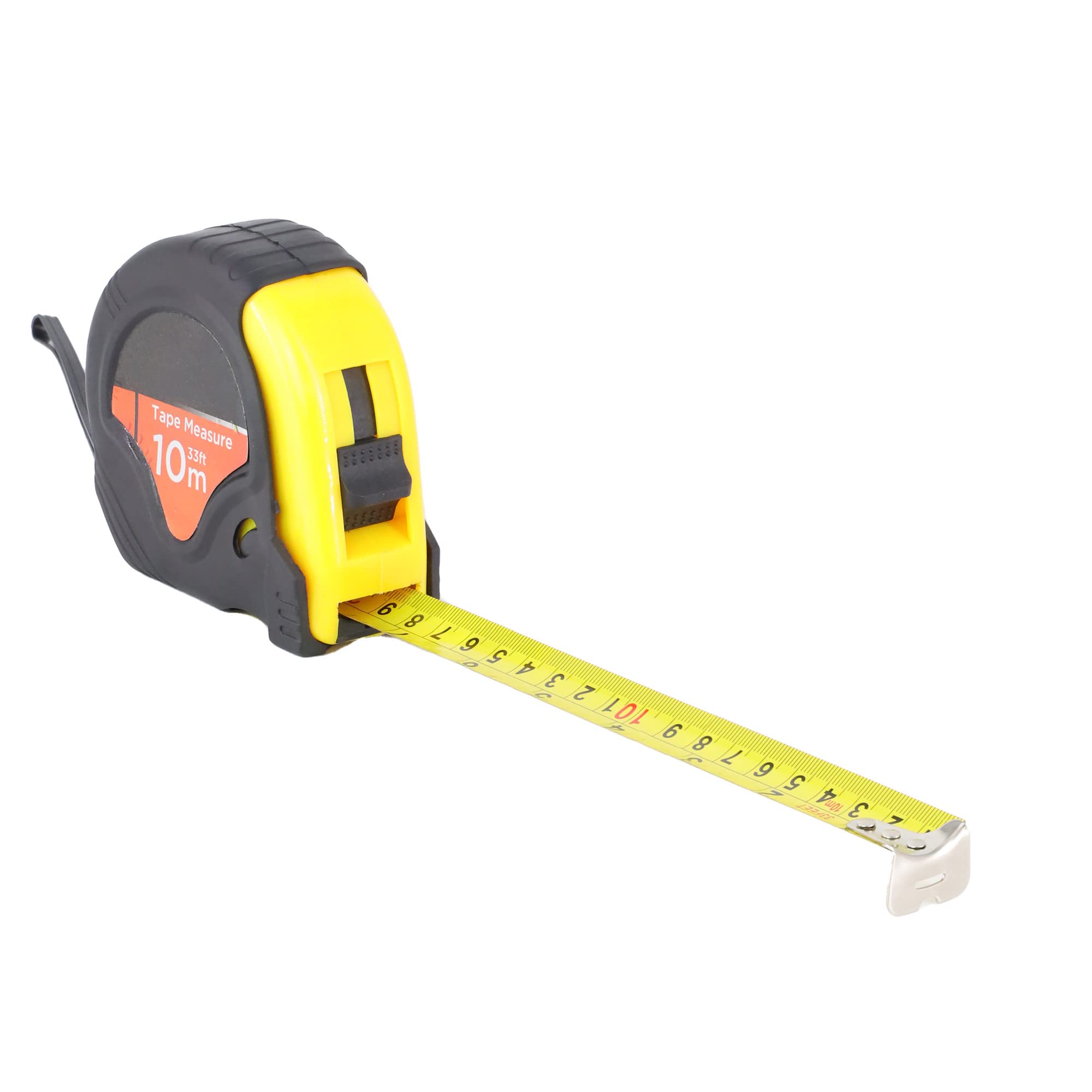10M Retractable Measuring Tape, Two Break Button Design and Tape Lock, Rubber Drop Shell and Grip, Inches and Centimetres, Great for DIY (10m)