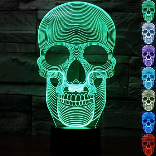 ALUONI 3D Illusion Lamp, Stunning Visual Three-Dimensional Light Effect [USB Powered,Touch Switch,7 Colors Change] Creative Design Night Light (3D Skeleton)