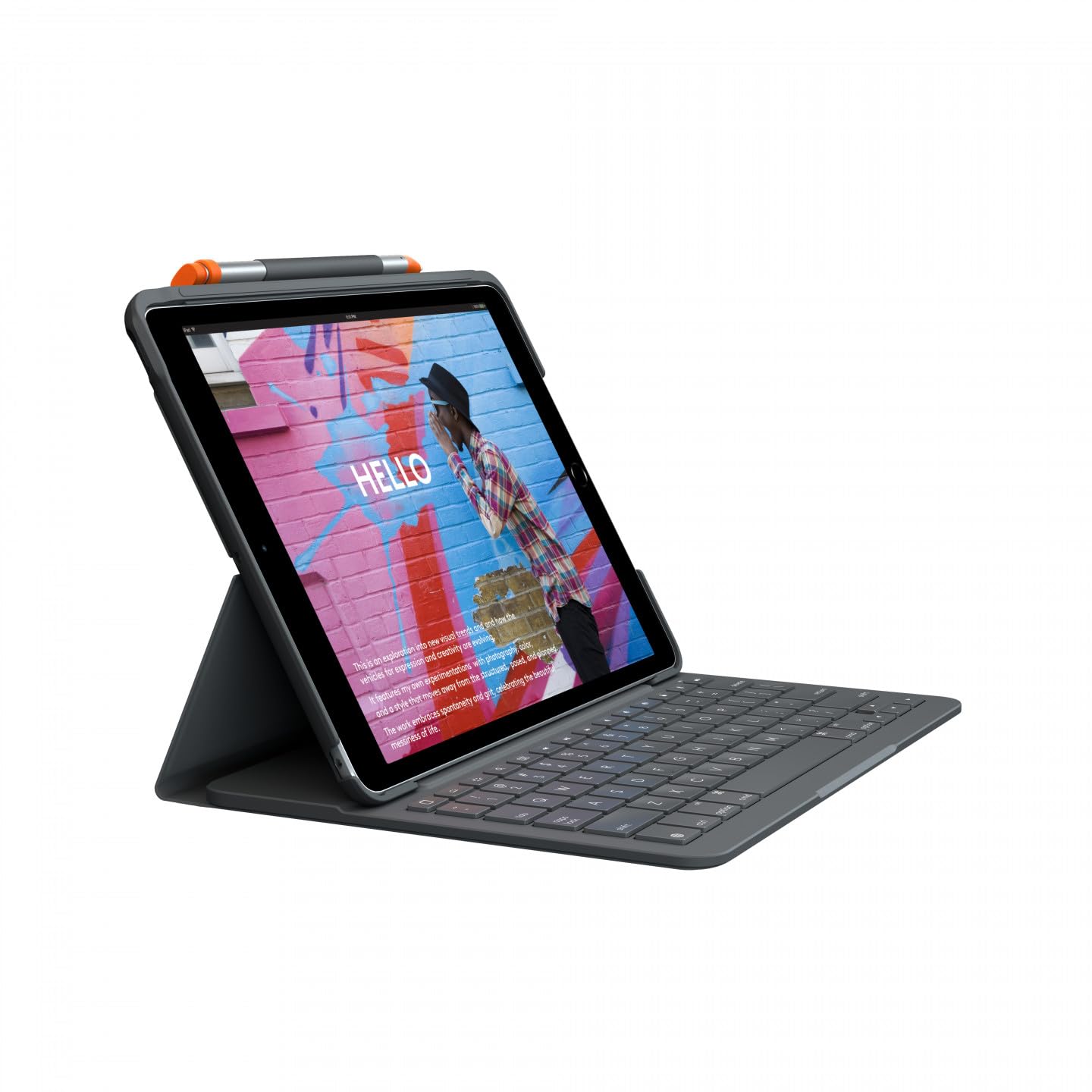 Logitech SLIM FOLIO iPad Keyboard Case 10.2 Inch, AZERTY French Layout - Graphite Black