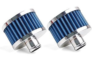 MUGE RACING 23mm Car Air Filter Universal Cold Air Intake Filter High Flow Vent Valve Cover Breather Filter (Blue- 2 Pcs)