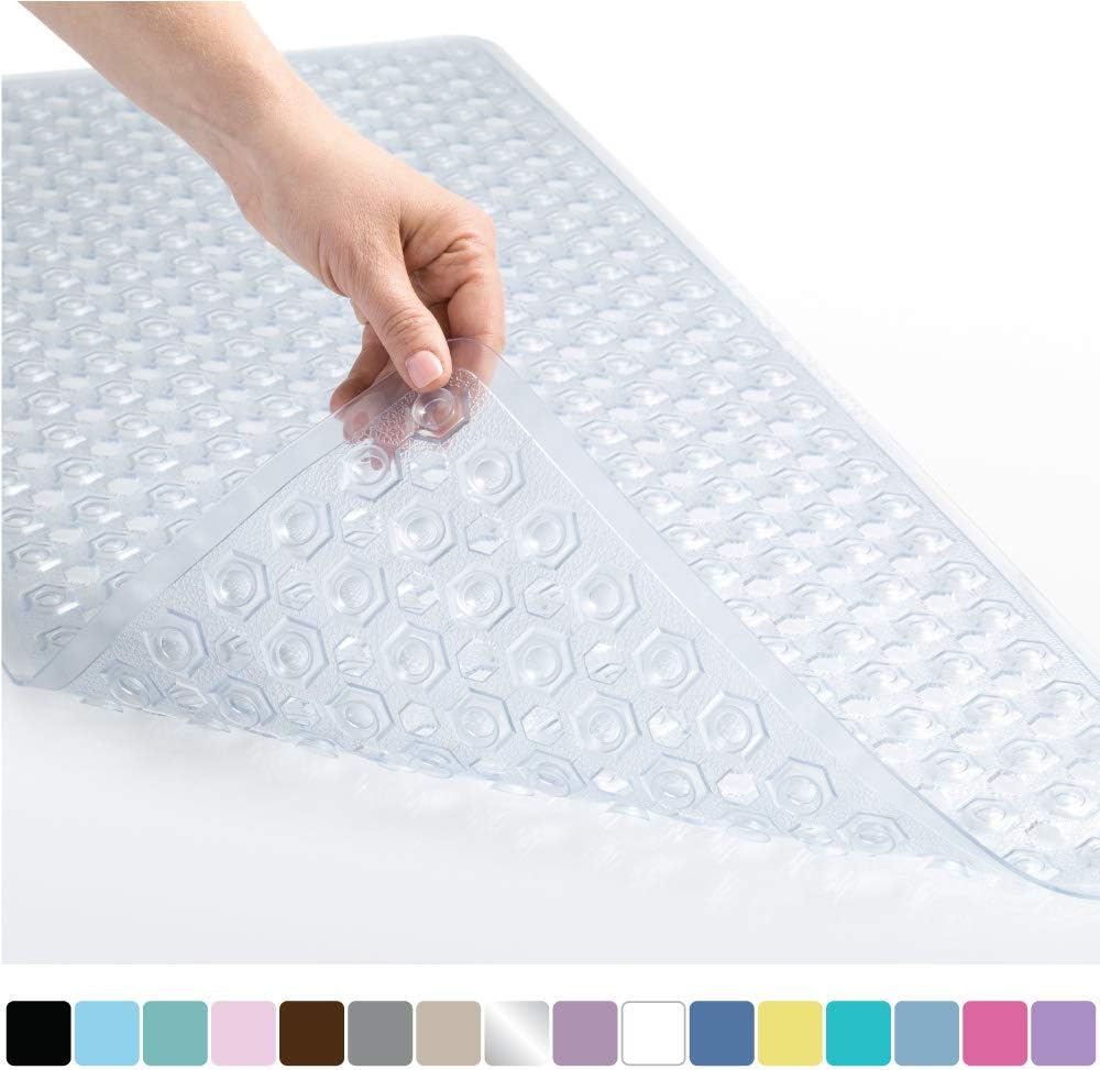 GORILLA GRIP Original Patented Bath, Shower, Tub Mat, 35x16, Machine Washable, Antibacterial, BPA, Latex, Phthalate Free, Bathtub Mats with Drain Holes, Suction Cups, XL Size Bathroom Mats, Clear: Home & Kitchen