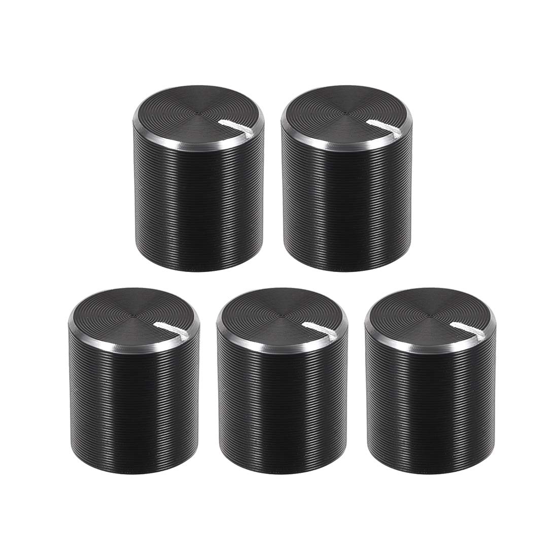 Photo 1 of uxcell 5pcs Potentiometer Knob Knurled Shaft Black Aluminum 6mm Shaft Dia. Rotary Knob 10mmx10mm Volume Control Knob