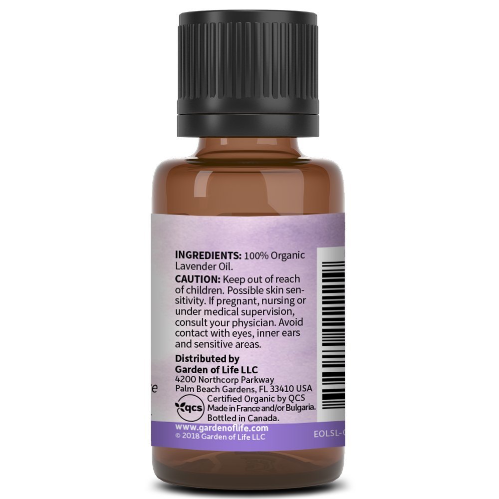 Garden of Life Essential Oil, Lavender 0.5 fl oz (15 mL), 100% USDA Organic & Pure, Clean, Undiluted & Non-GMO - for Diffuser, Aromatherapy, Meditation, Skincare, Sleep - Calming, Relaxing, Soothing