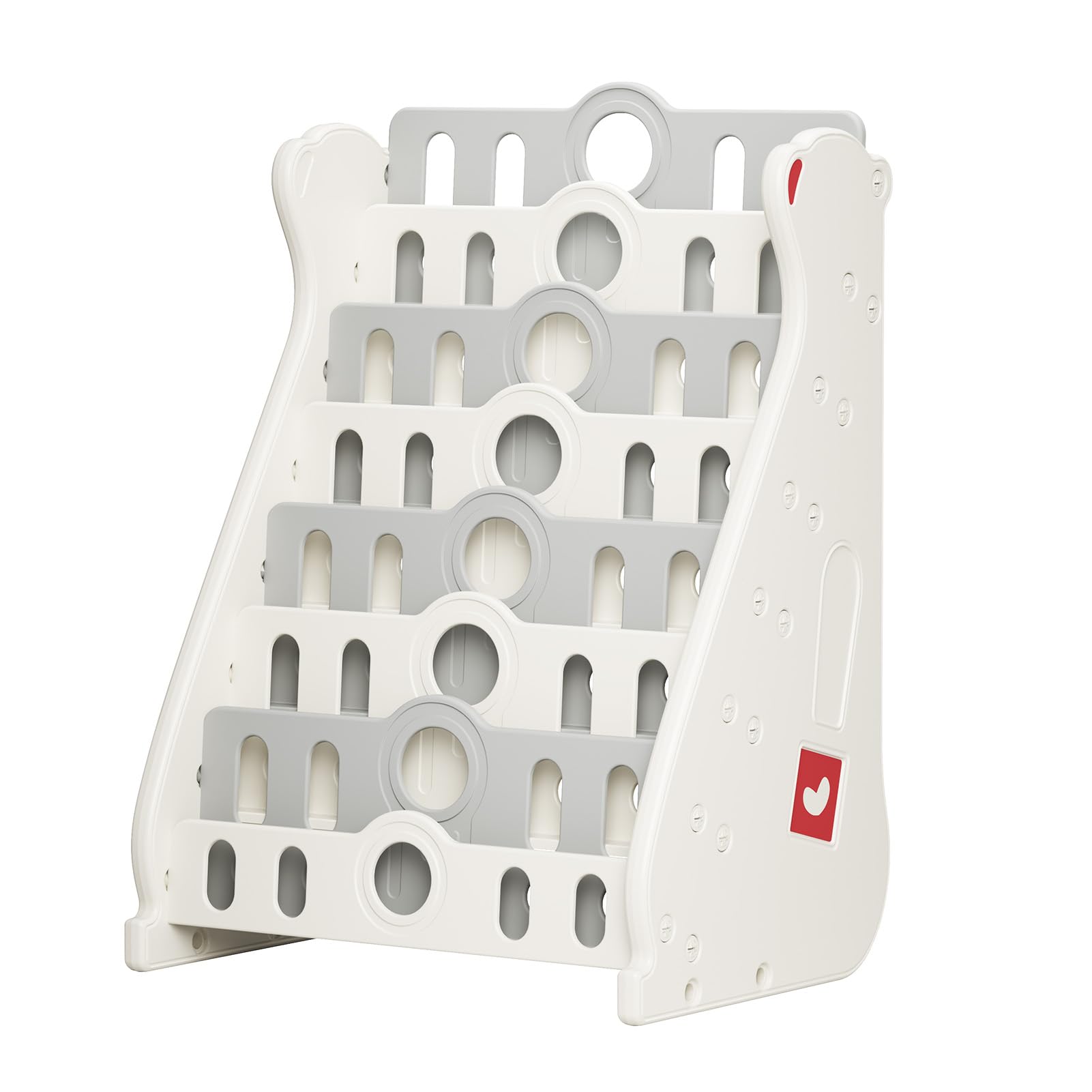 Deer COCO Kids Bookshelf for Toddlers, 7 Tier White Bookcase for Kids Bedroom/Nursery/Classroom, Corner Bookshelf Book Storage Organization Montessori Baby Book Storage Shelf (Grey-7-Tier Bookcase)