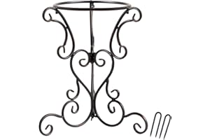 TICKCACY Gazing Globe Stand, Gazing Ball Stand for 8-10 Inches Garden Gazing Globes, Outdoor Garden Black Metal Scroll Gazing Globe Display Stand