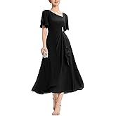 Ever-Pretty Women's Maxi Chiffon Formal Mother of Bride Dress A-Line Asymmetrical Neck Rhinestone Wedding Guest Dresses 02463
