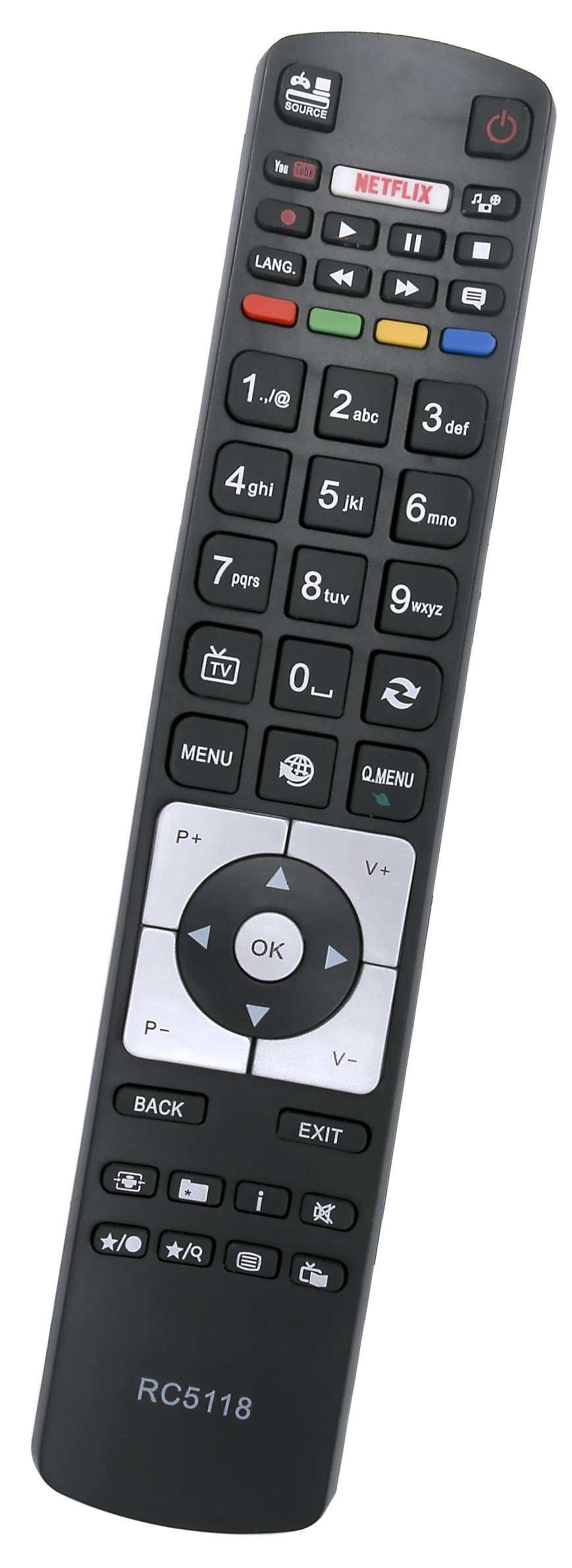 ALLIMITY RC5118 RC5118F Remote Control Replacement for Telefunken TV XF55A401 D75U400M4CW D50U293N4CW D48F282N4CWI D39F275R4CW 43UHD7008-1 32FW6015 XH32A301 TFUH483003D D43F279Q3CW