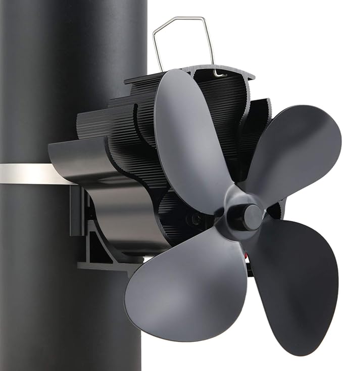Heat Powered Stove Fan 4 Blades, Flue Pipe Hanging