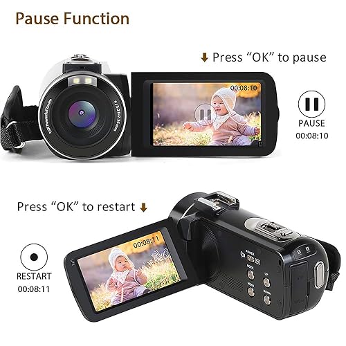 Digital Camera Ultra HD Mini Video Camera 44MP Inch LCD
