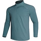 GEMYSE Men's Quarter Zip Pullover Long Sleeve Running Shirt 1/4 Zip Quick Dry Athletic Workout Shirts