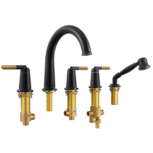 WINTAP BLACK & ROSE GOLD ROMAN BATHTUB FAUCET...