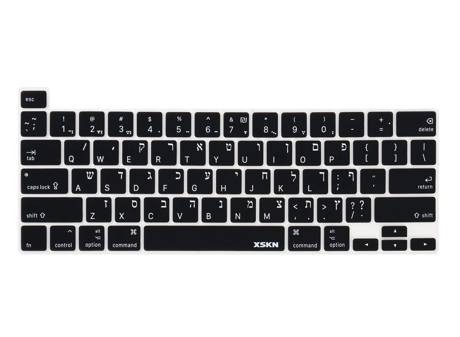 XSKN Hebrew/English Bilingual Design Black Silicone Keyboard Cover Skin for Touch Bar Models 2019 MacBook Pro 16 inch A2141 2020 MacBook Pro 13.3 inch A2251/A2289/A2338 M1 Keyboard US Version