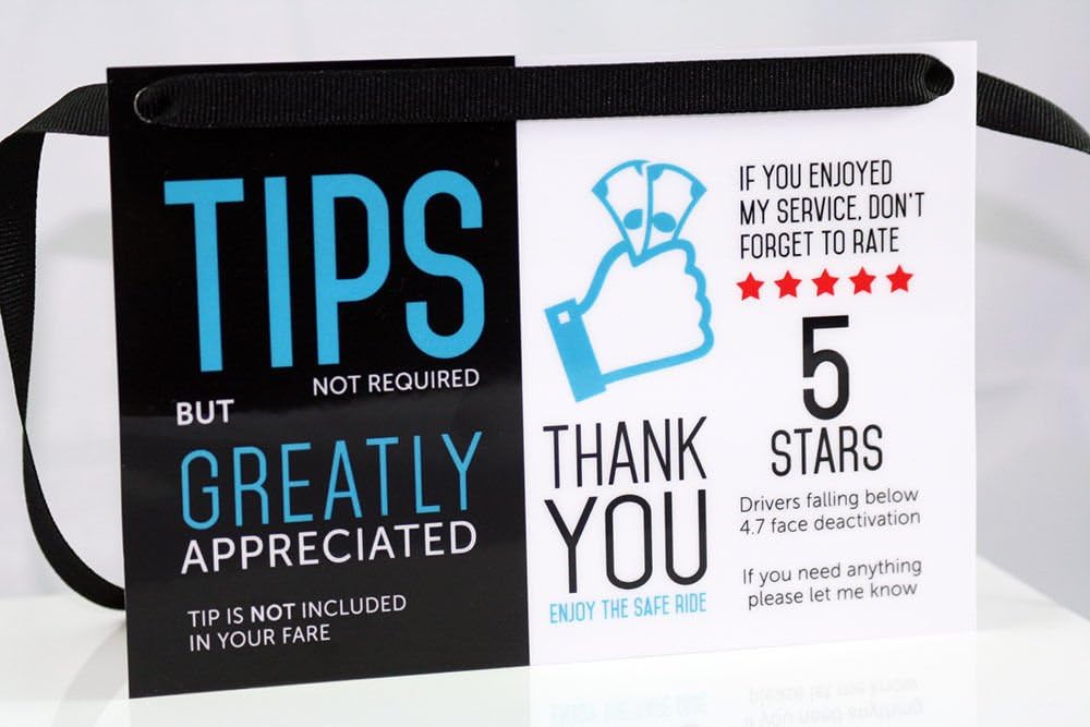 Louisville Marketing Rideshare Tip and Rating Signs Set of Two |Durable